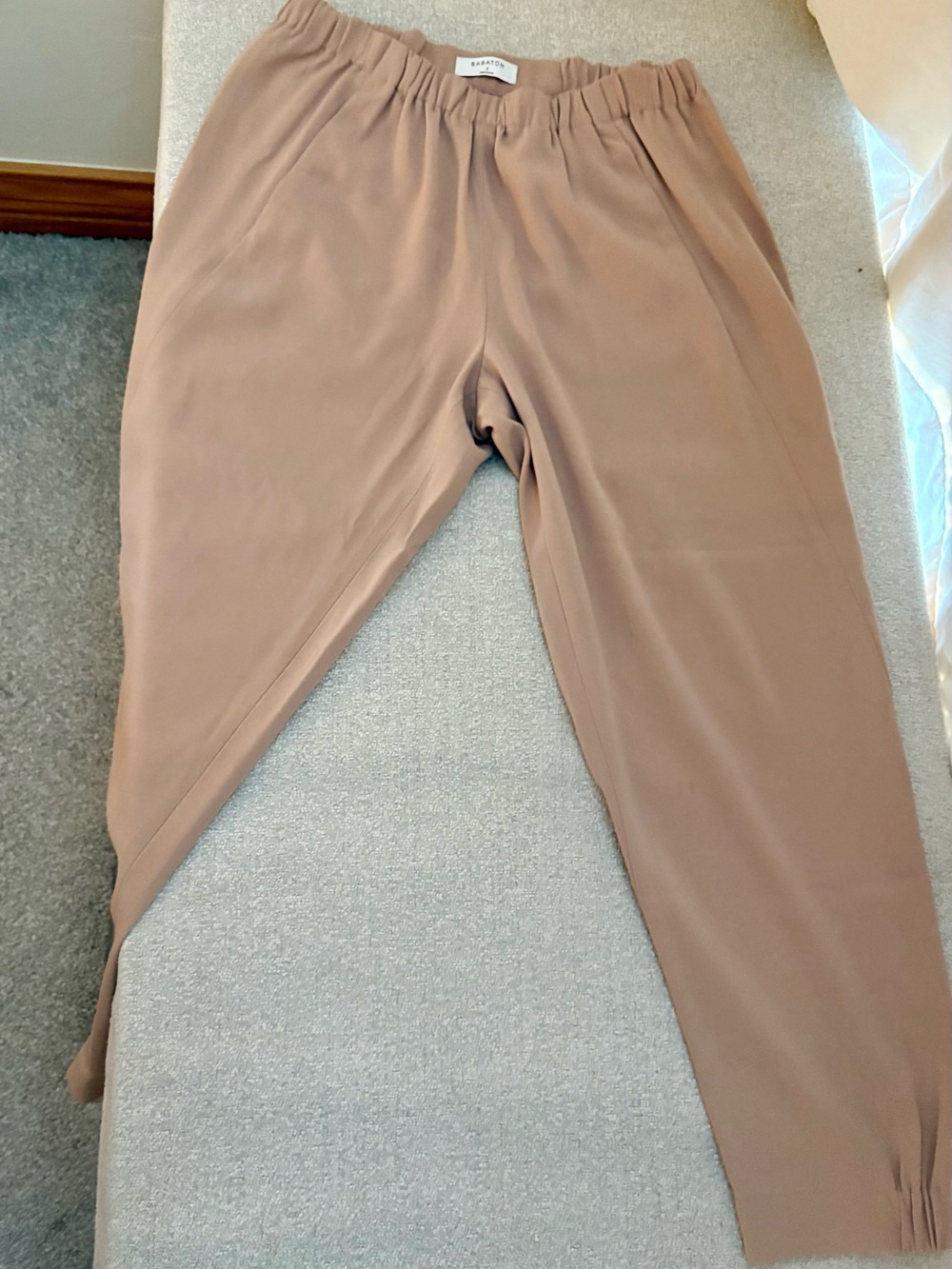 Babaton Taupe Elastic-Waist Tapered Joggers